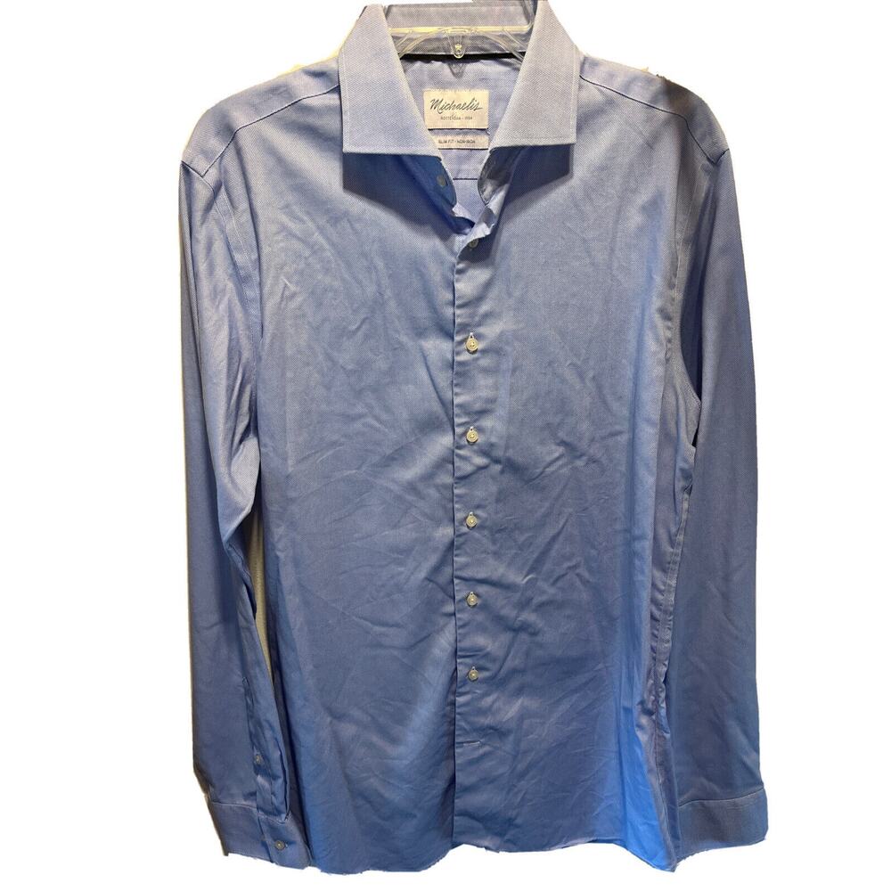 Michaelis Rotterdam VTG Men’s 16 41 Blue Long Sleeve Button Down Cotton Shirt